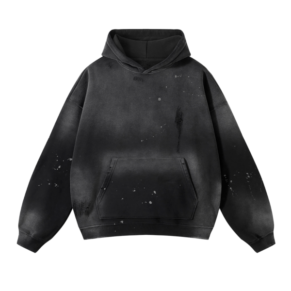 Vintage Wash Frayed Fleece Hoodie - 360 GSM - Image 2
